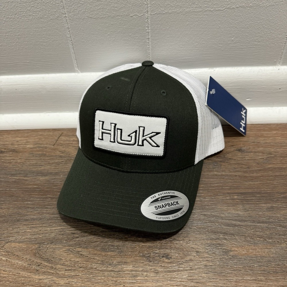 NWI Huk‎ Fishing Dark Olive Green SnapBack Hat Men's Outdoor Preppy Country